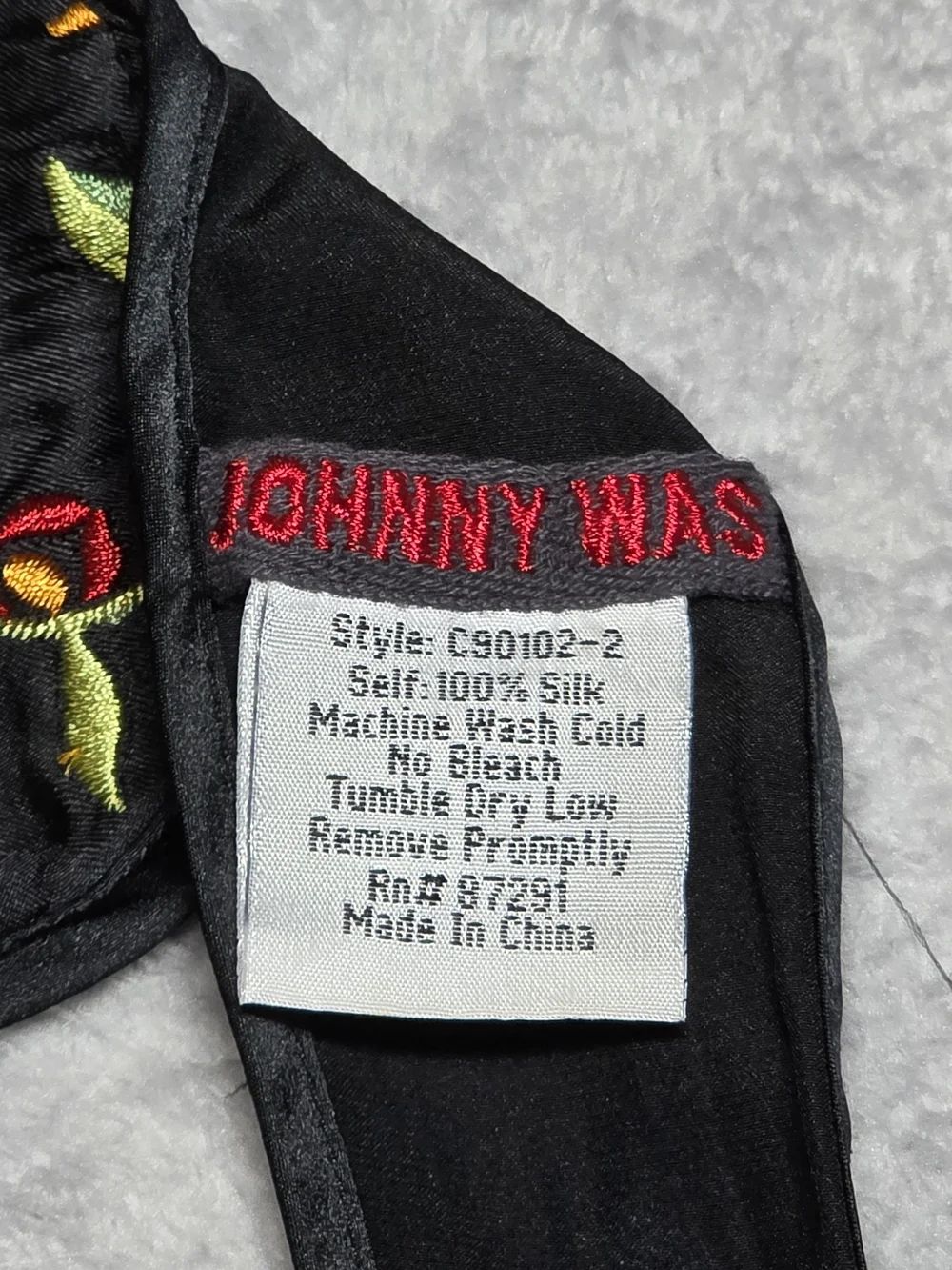 HTF Johnny Was Silk Embroidered Obi Wrap Belt Floral Tassel Sash